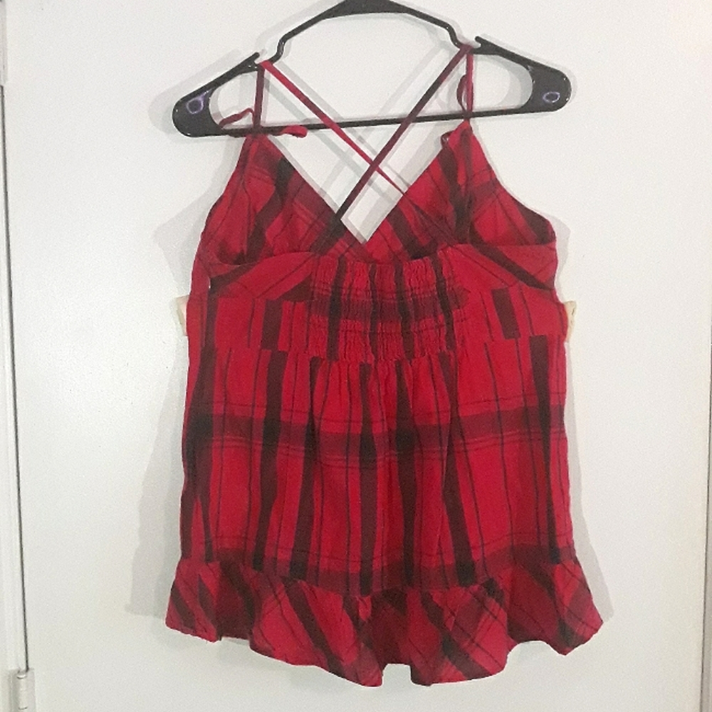 DONATED 6/30/2024 - Charlotte Russe Large Plaid Red Top - Picture 2 of 5